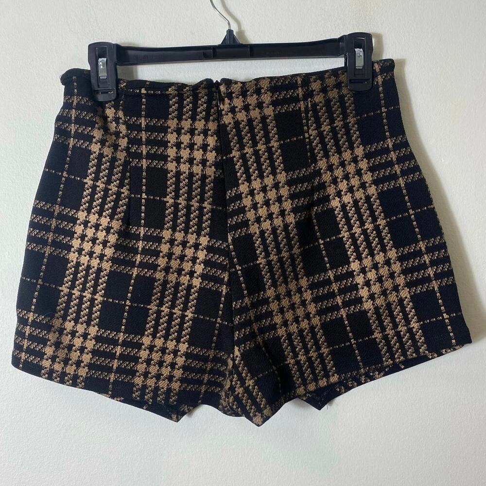 American Threads Black and Tan Plaid Mini Skirt